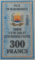 Timbre communal - 300 F CFA